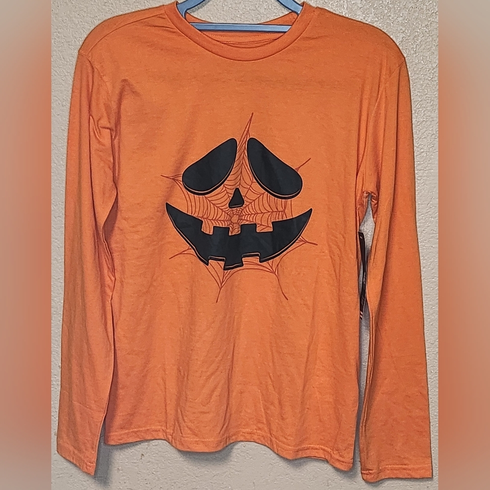 American Dream Team Network Orange Pumpkin Face Youth Shirt Size 14/16